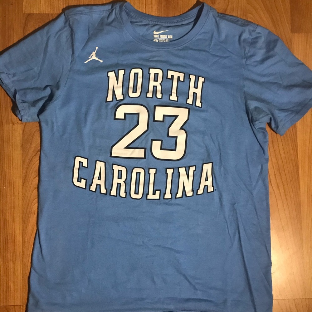Baby blue jordan North Carolina shirt